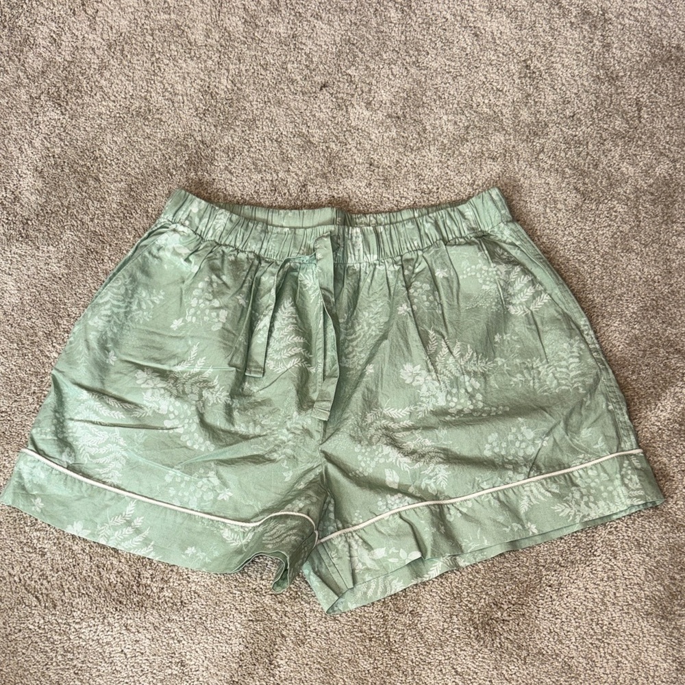 Nordstrom Mint Green Floral Drawstring Pajama Shorts